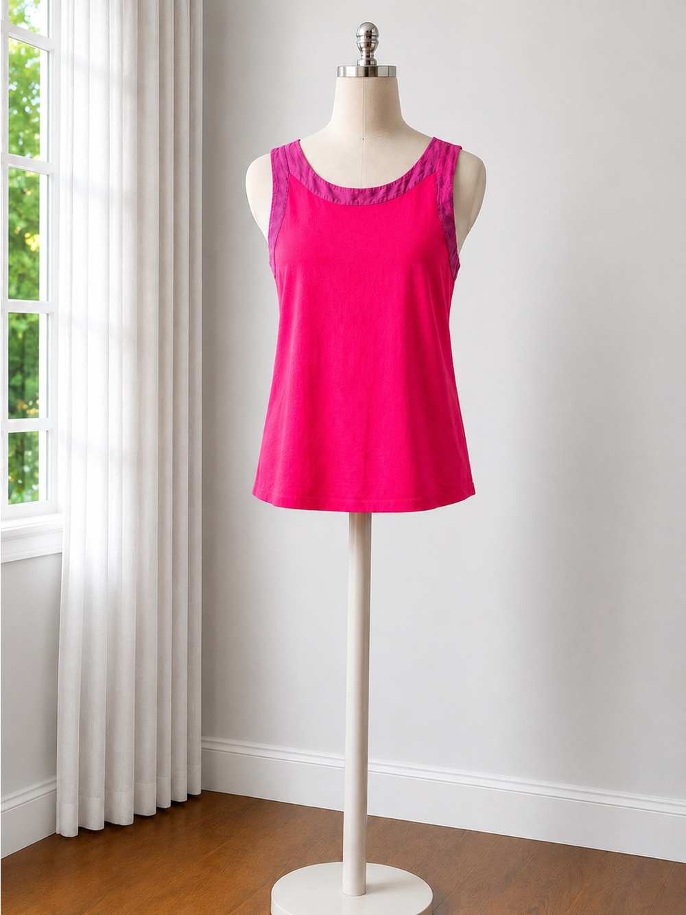 Ann Taylor Bright Pink Scoop Neck Tank